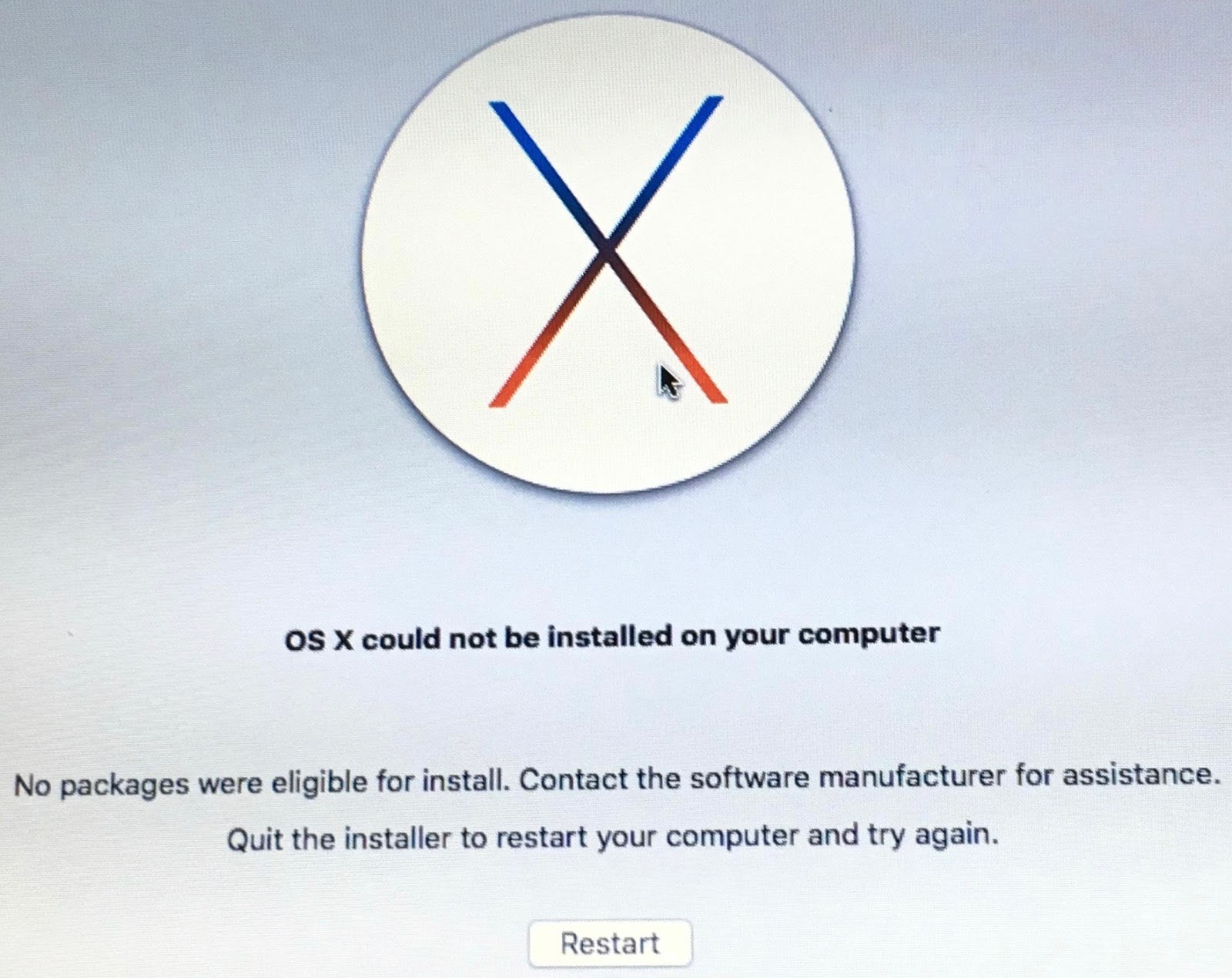 no package were eligible for install mac